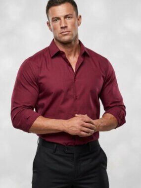 Adrenalin Power Brand Burgundy Dress Shirt Medium 22x30